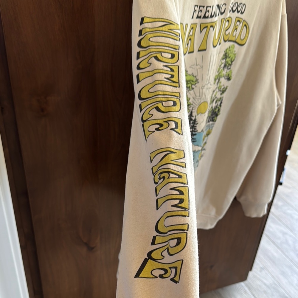 Women's Cream Sweatshirt- Floral Nurture Nature Design - Picture 4 of 4